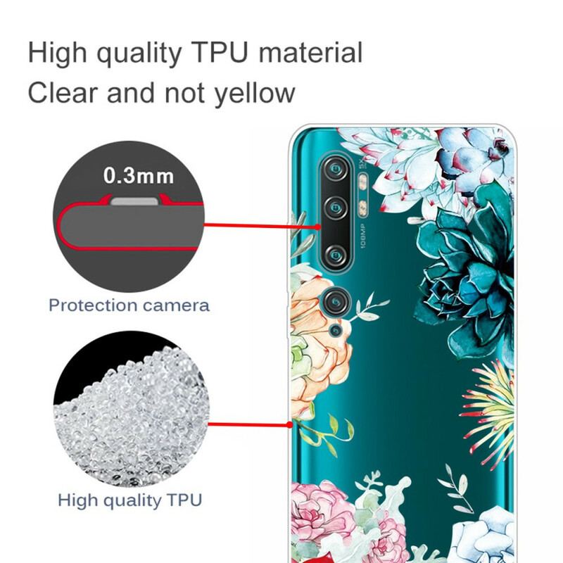 Coque Xiaomi Mi Note 10 / Note 10 Pro Transparente Fleurs Aquarelle