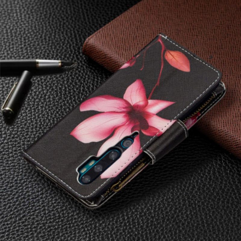Housse Xiaomi Mi Note 10 / Note 10 Pro Poche Zippée Fleur