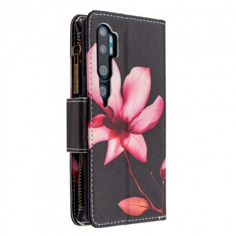 Housse Xiaomi Mi Note 10 / Note 10 Pro Poche Zippée Fleur