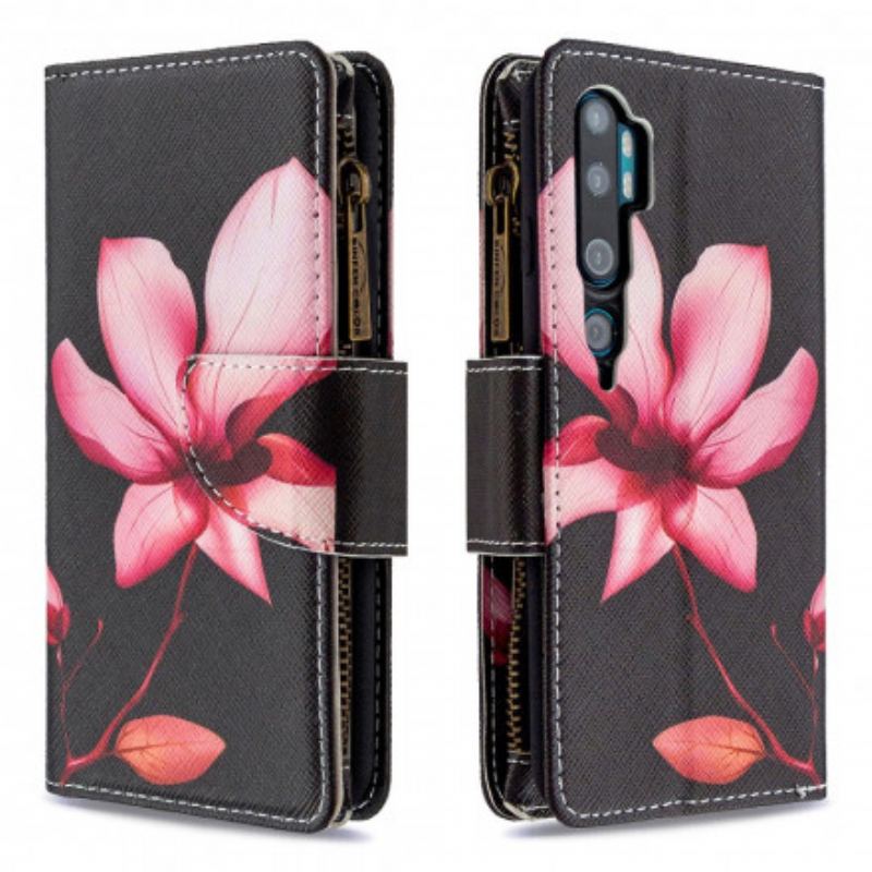 Housse Xiaomi Mi Note 10 / Note 10 Pro Poche Zippée Fleur