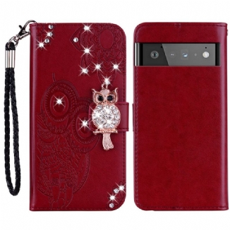 Housse Google Pixel 6 Hibou Mandala et Breloque