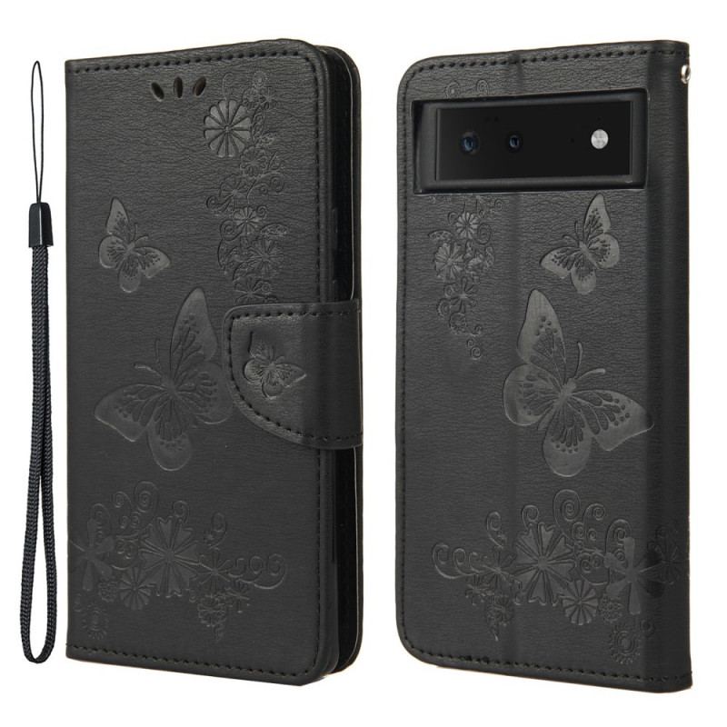Housse Google Pixel 6 Splendides Papillons à Lanière