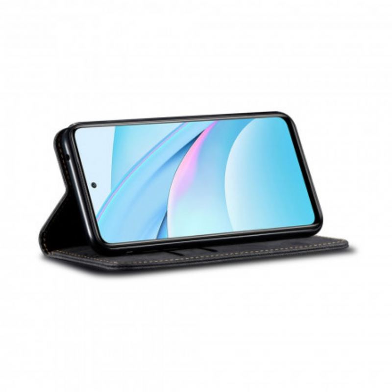 Flip Cover Oppo A15 Simili Cuir Texture Jeans