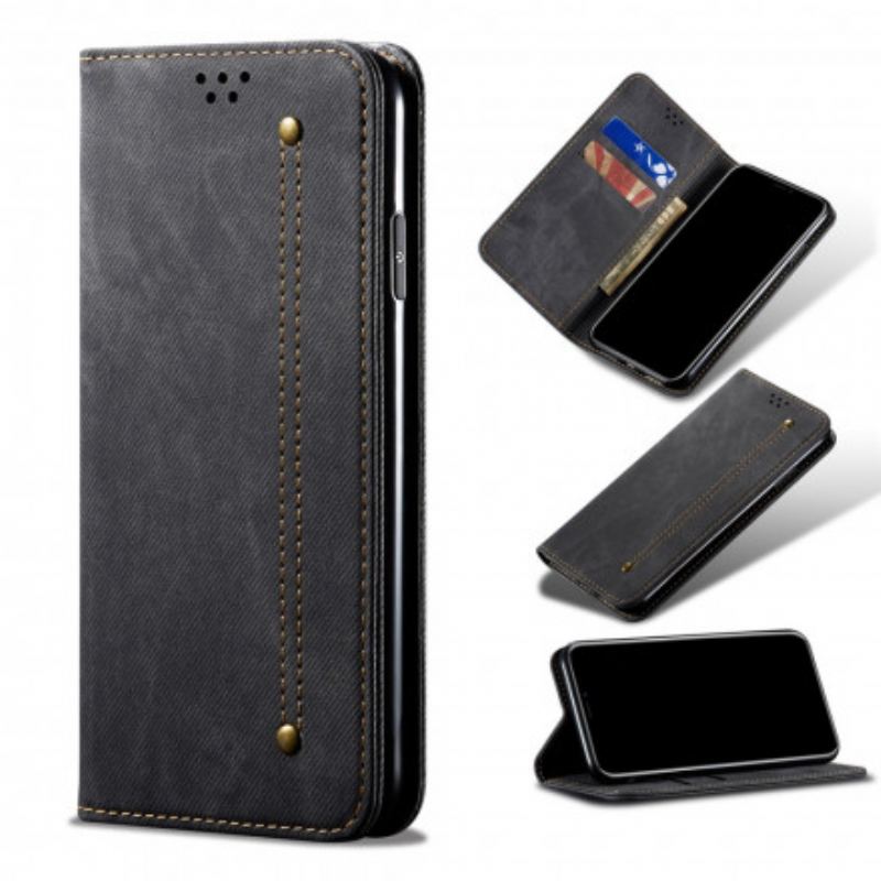 Flip Cover Oppo A15 Simili Cuir Texture Jeans