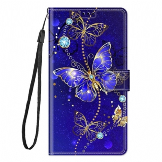 Housse Samsung Galaxy M23 5G Fan des Papillons à Lanière