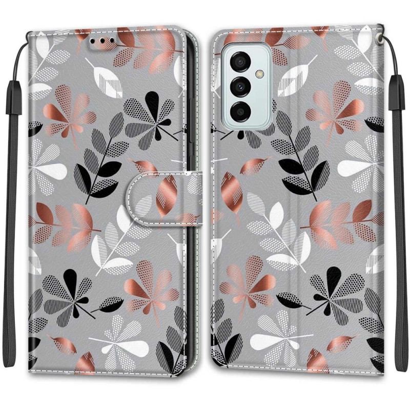 Housse Samsung Galaxy M23 5G Feuilles avec Lanière