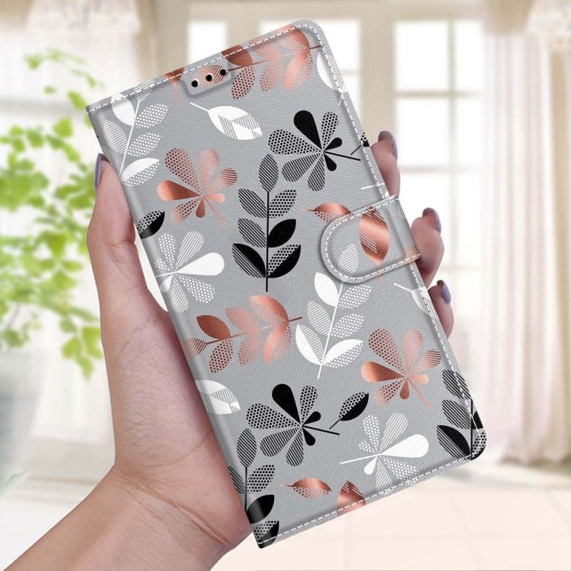 Housse Samsung Galaxy M23 5G Feuilles avec Lanière