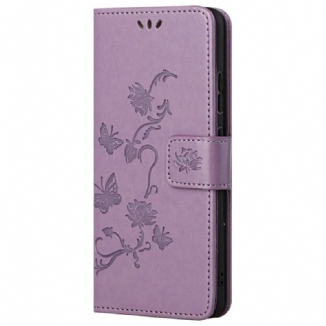 Housse Samsung Galaxy M23 5G Fleurs à Lanière