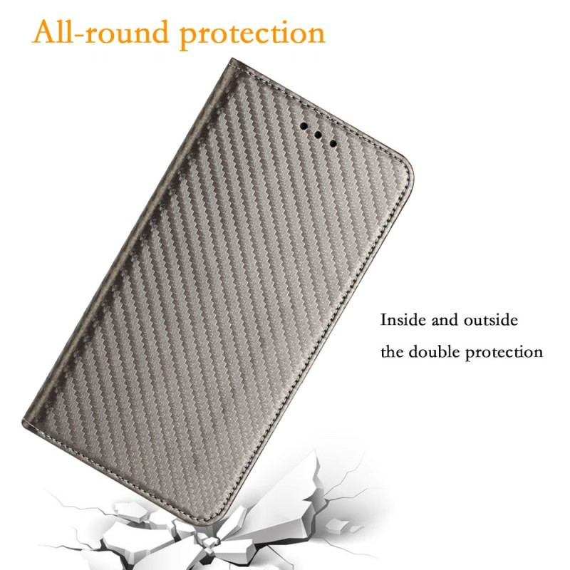 Flip Cover Xiaomi Redmi Note 14 Pro Plus 5G / 14 Pro 5G / Poco X7 Fibre Carbone à Lanière