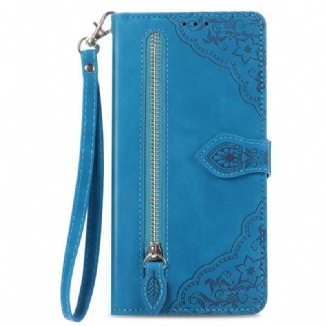 Housse Xiaomi Redmi Note 14 Pro Plus 5G Dentelle avec Poche à Fermeture Éclair