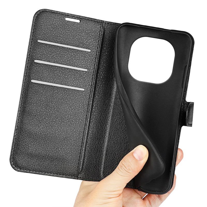 Housse Xiaomi Redmi Note 14 Pro Plus 5G Simili Cuir Litchi Classique