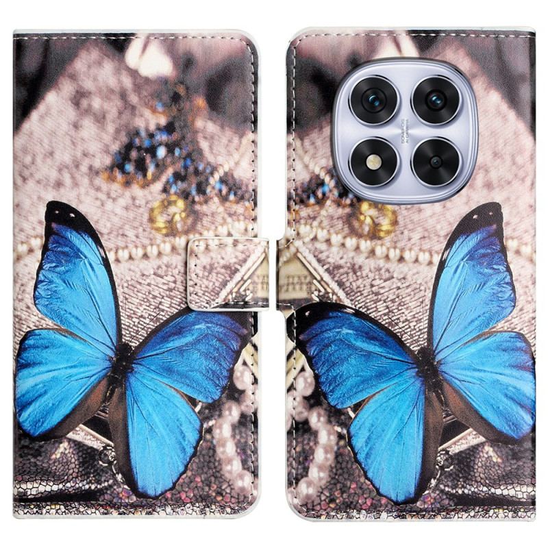 Houssse Xiaomi Redmi Note 14 Pro Plus 5G / 14 Pro 5G / Poco X7 Papillon bleu