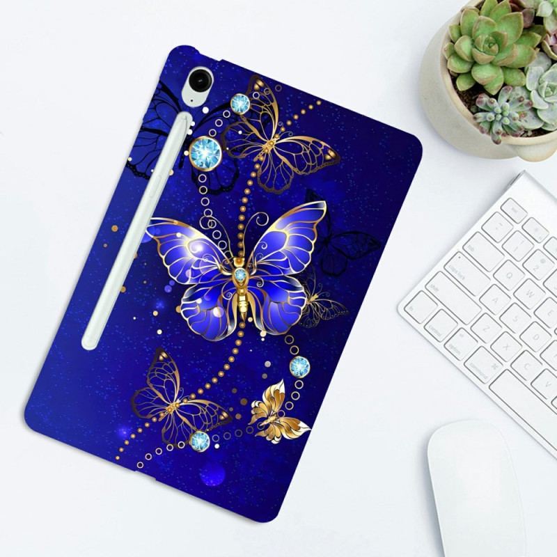 Coque Samsung Galaxy Tab S10 FE Plus Papillons Bleu et Or