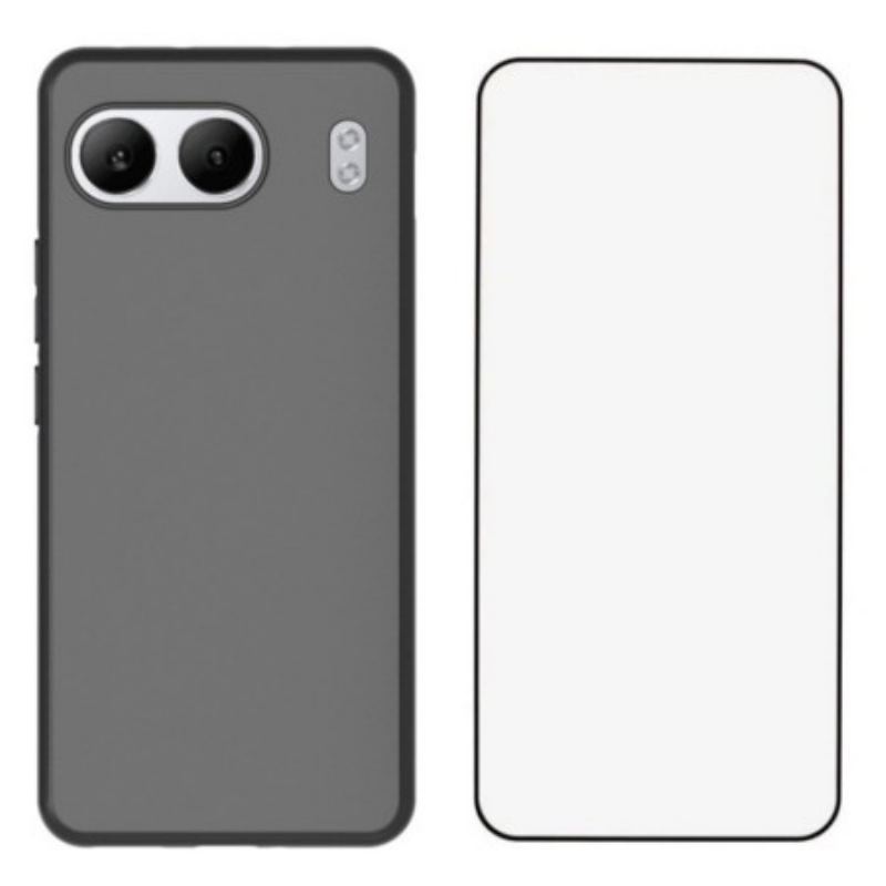 Coque OnePlus Nord 4 Silicone Mat avec Protection d'Écran en Verre Trempé