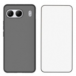 Coque OnePlus Nord 4 Silicone Mat avec Protection d'Écran en Verre Trempé