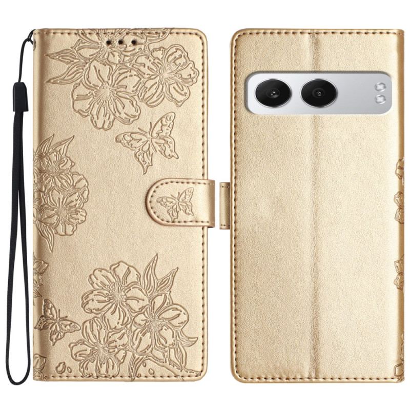 Housse OnePlus Nord 4 Design Floral à Lanière