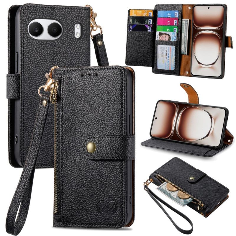 Housse OnePlus Nord 4 Portefeuille Blocage RFID Coeur