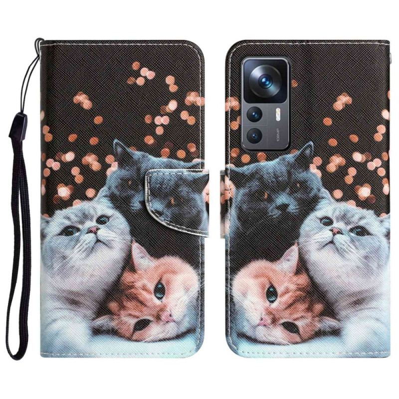 Housse Xiaomi 12T / 12T Pro Trois Chats à Lanière