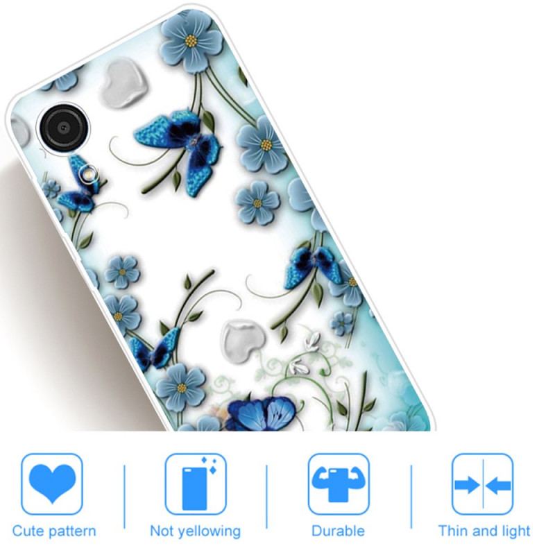 Coque Samsung Galaxy A03 Core Papillons et Fleurs Rétros