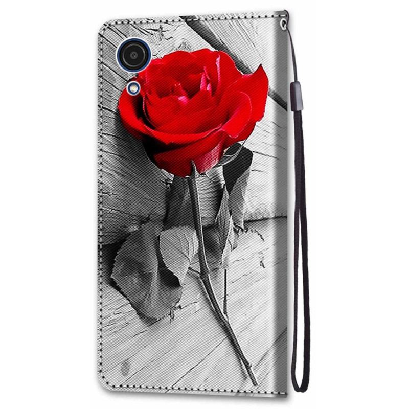 Housse Samsung Galaxy A03 Core Rose Romantique à Lanière