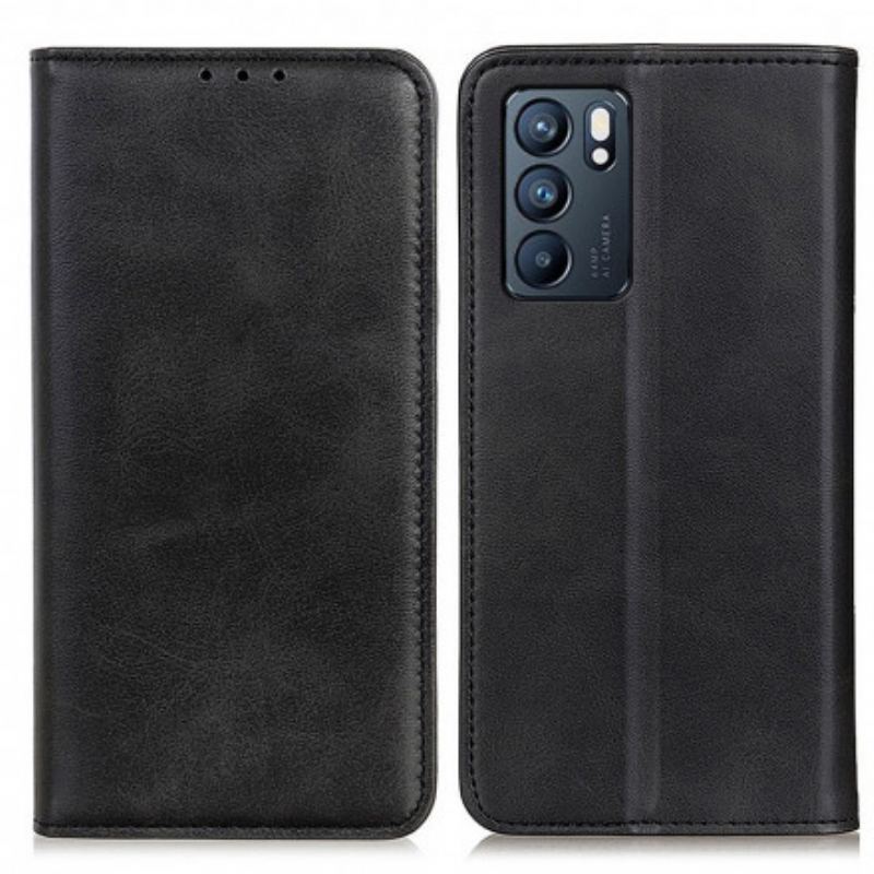 Flip Cover Oppo Reno 6 5G Cuir Fendu Élégance