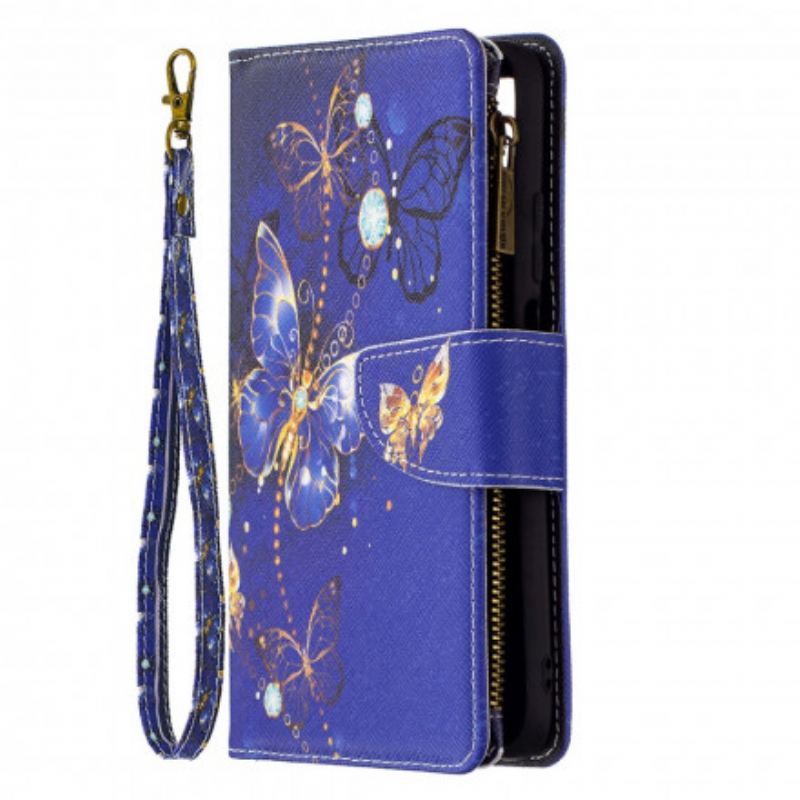 Housse Poco M3 Poche Zippée Papillons