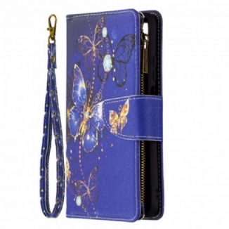 Housse Poco M3 Poche Zippée Papillons
