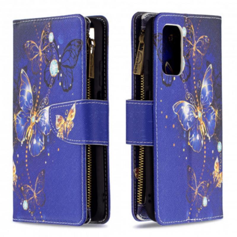 Housse Poco M3 Poche Zippée Papillons