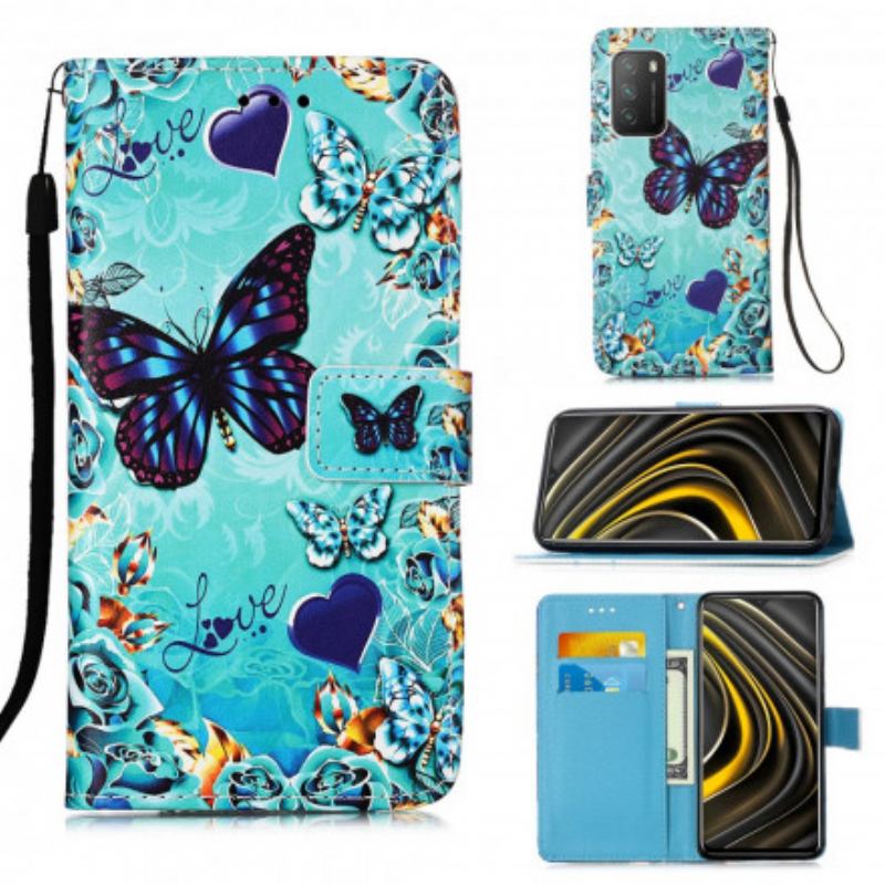Housse Pocon M3 Love Butterflies à Lanière