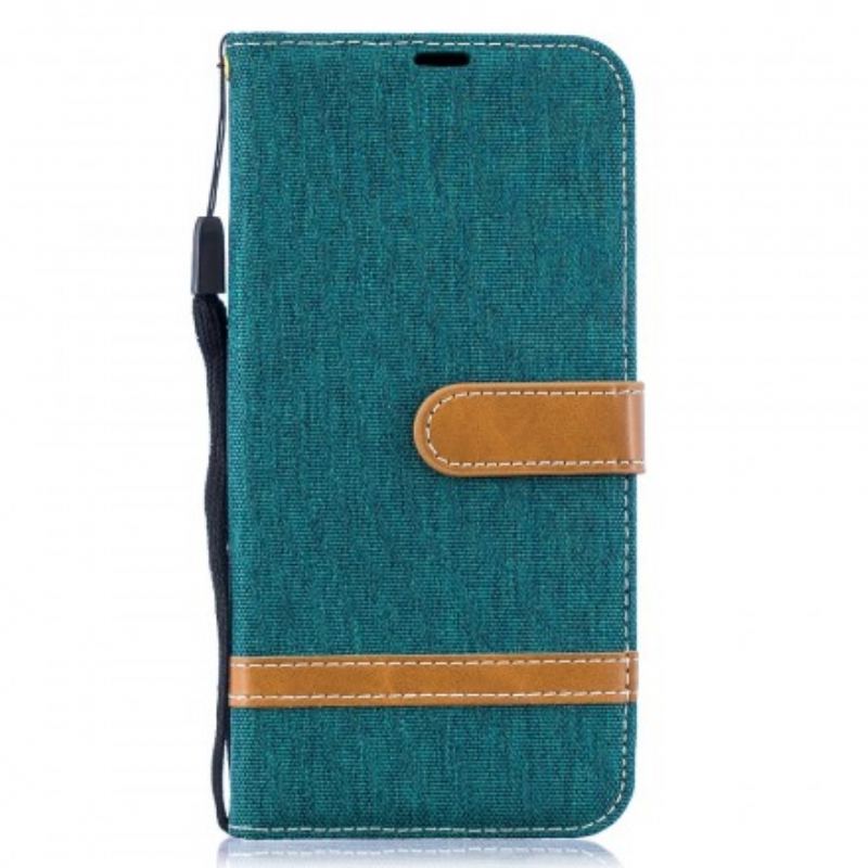 Housse Samsung Galaxy A50 Tissu et Effet Cuir à Lanière