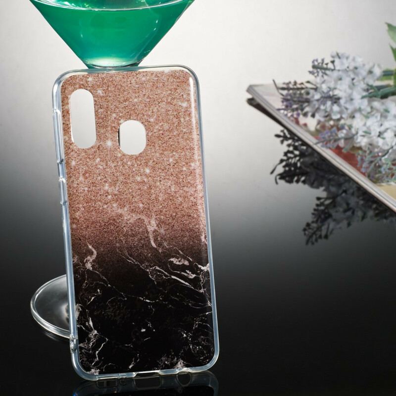 Coque Samsung Galaxy A20e Marbre Paillettes