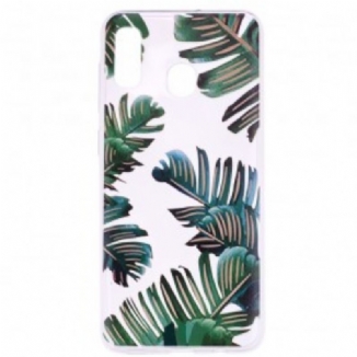 Coque Samsung Galaxy A20e Transparente Feuilles Vertes