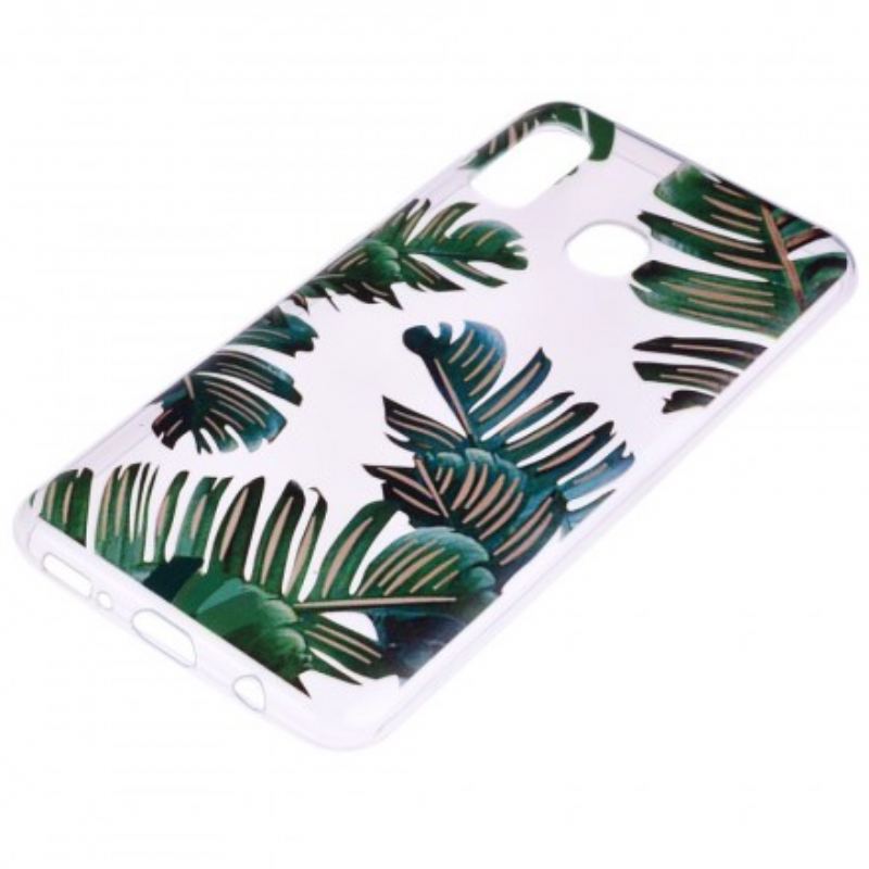Coque Samsung Galaxy A20e Transparente Feuilles Vertes
