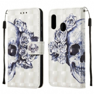 Housse Samsung Galaxy A20e Tête de Mort Fleurie