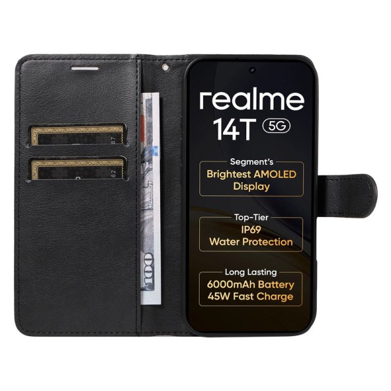 Housse Realme 14 5G / 14T 5G Effet Cuir Uni à Lanière