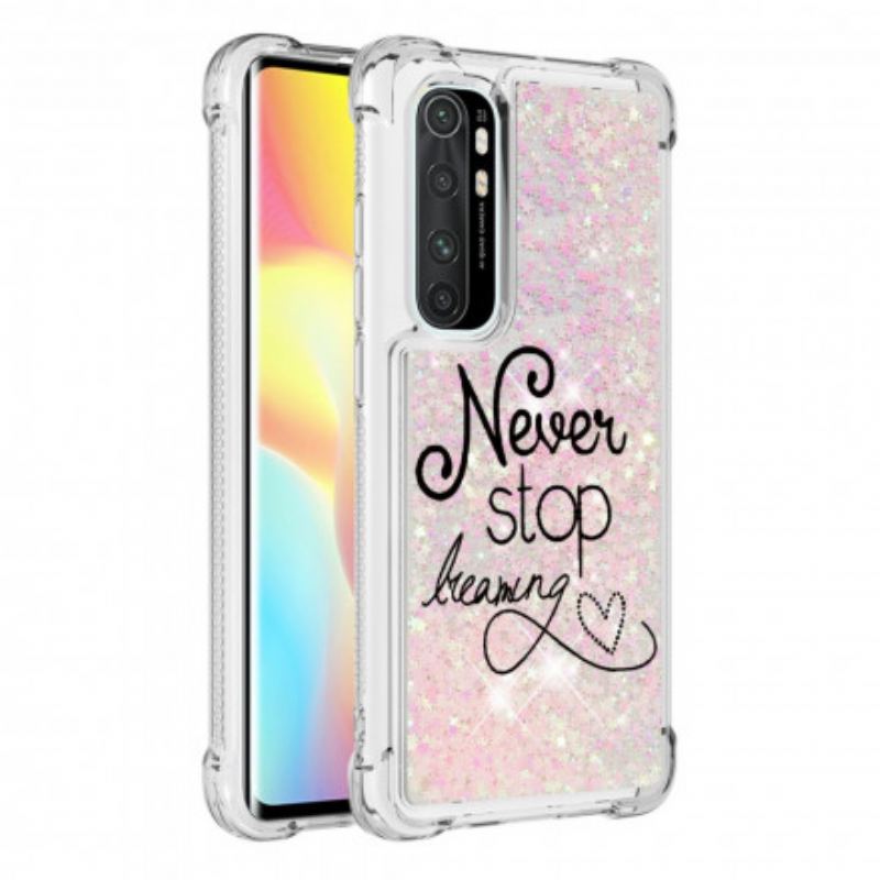 Coque Xiaomi Mi Note 10 Lite Never Stop Dreaming Paillettes