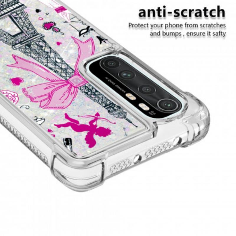 Coque Xiaomi Mi Note 10 Lite La Tour Eiffel Paillettes