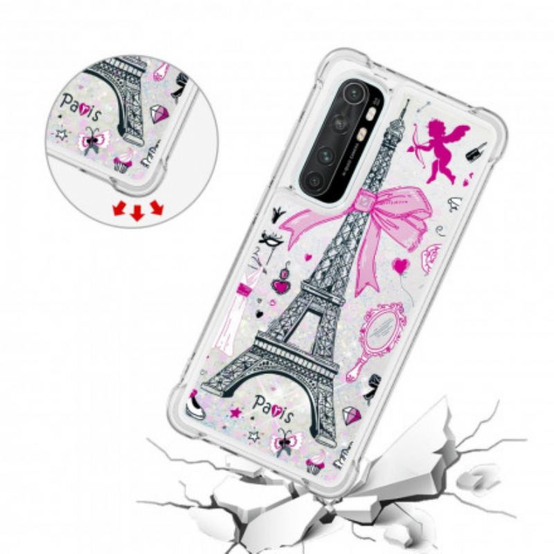 Coque Xiaomi Mi Note 10 Lite La Tour Eiffel Paillettes