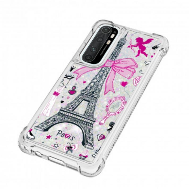 Coque Xiaomi Mi Note 10 Lite La Tour Eiffel Paillettes