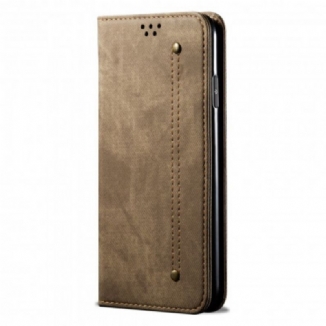 Flip Cover Xiaomi Mi Note 10 Lite Tissu Jeans