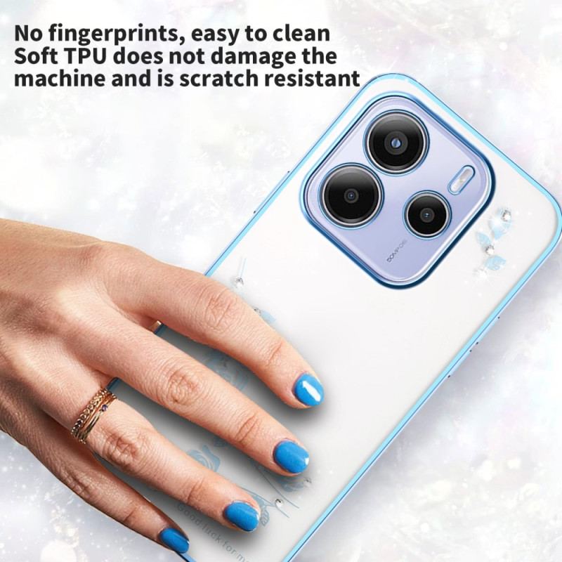 Coque Xiaomi Redmi Note 14 5G Fleurs et Strass KADEM