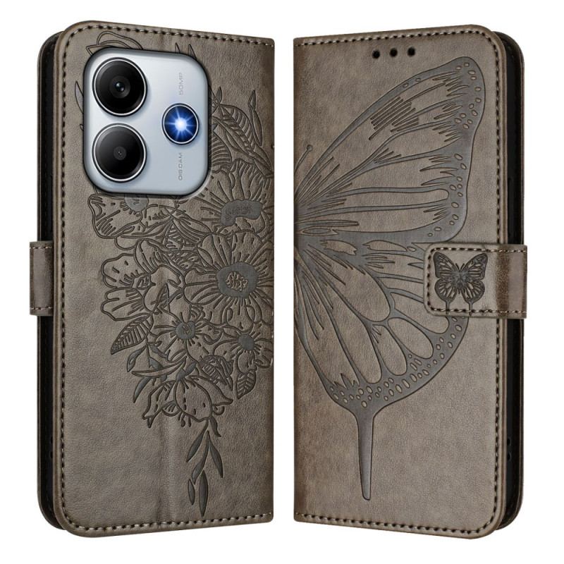 Housse Xiaomi Redmi Note 14 5G Design Papillon à Lanière