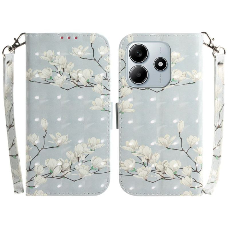 Housse Xiaomi Redmi Note 14 5G Fleurs Aquarelle à Lanière