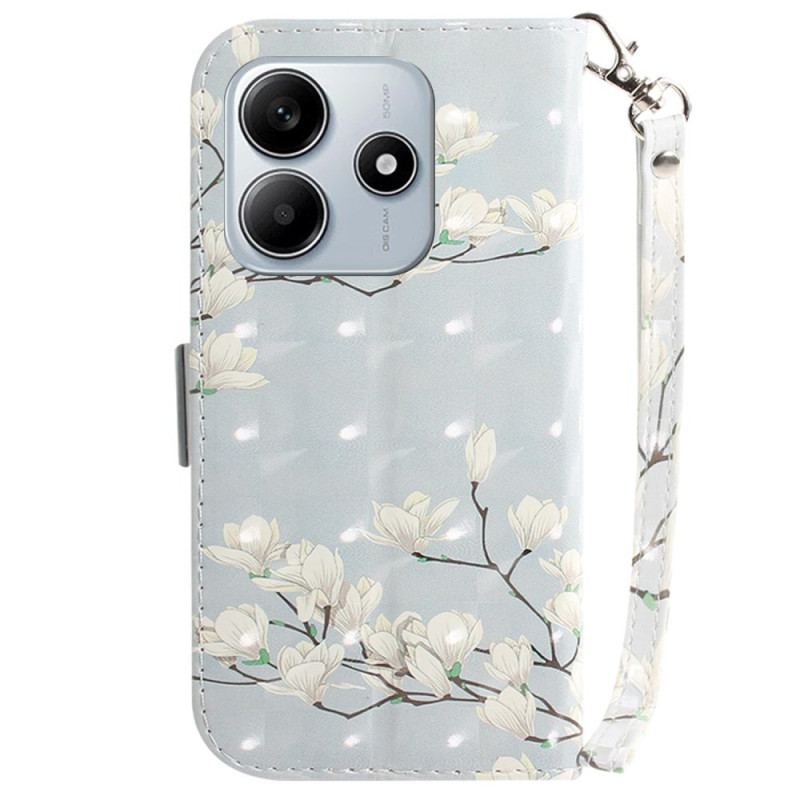 Housse Xiaomi Redmi Note 14 5G Fleurs Aquarelle à Lanière
