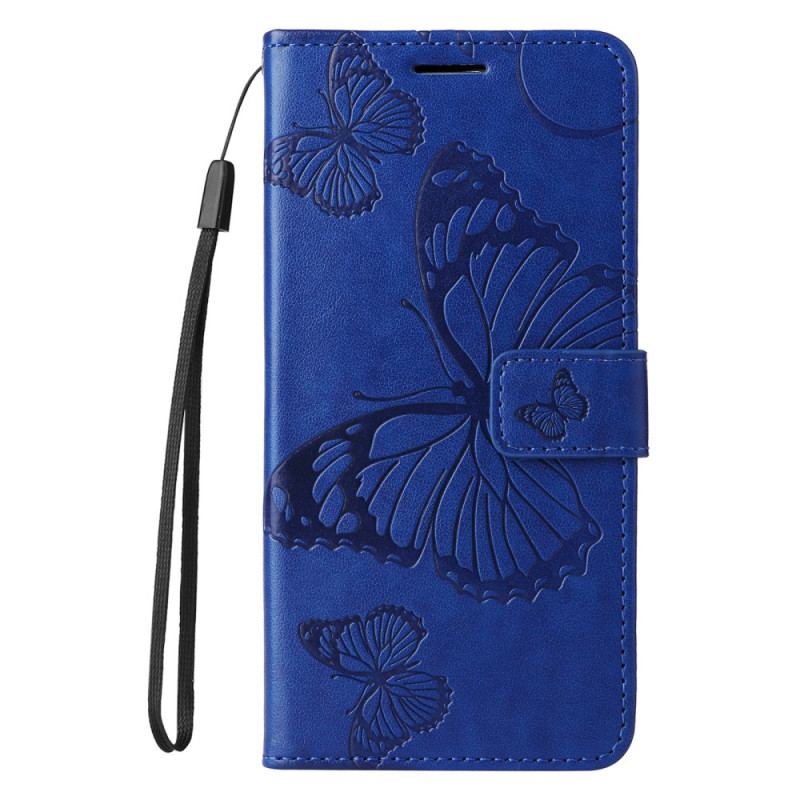 Housse Xiaomi Redmi Note 14 5G Papillons Géants à Lanière