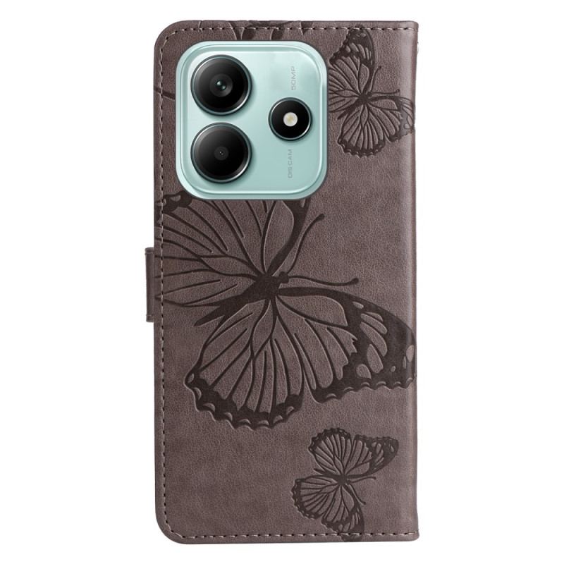 Housse Xiaomi Redmi Note 14 5G Papillons Géants à Lanière