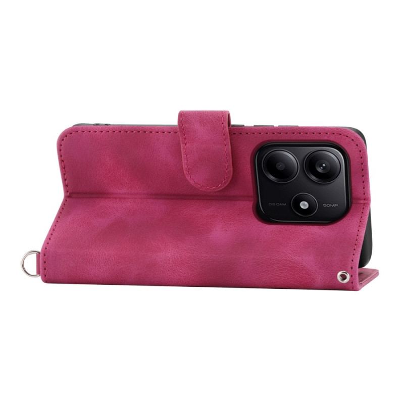 Housse Xiaomi Redmi Note 14 5G Portefeuille Motif Dentelle avec Lanière et Bandoulière