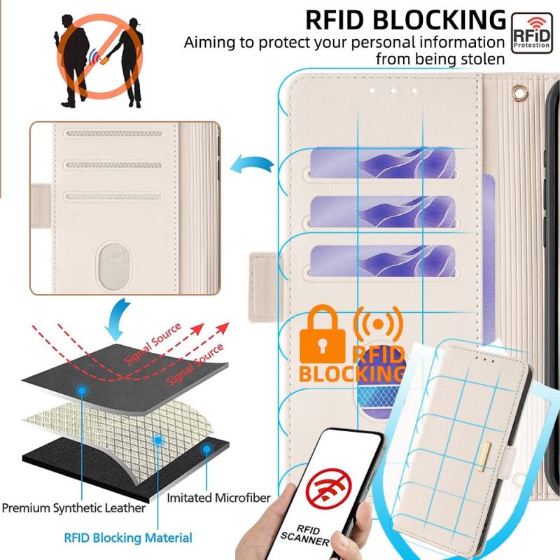 Housse Xiaomi Redmi Note 14 5G Technologie de Blocage RFID Fermoir Doré