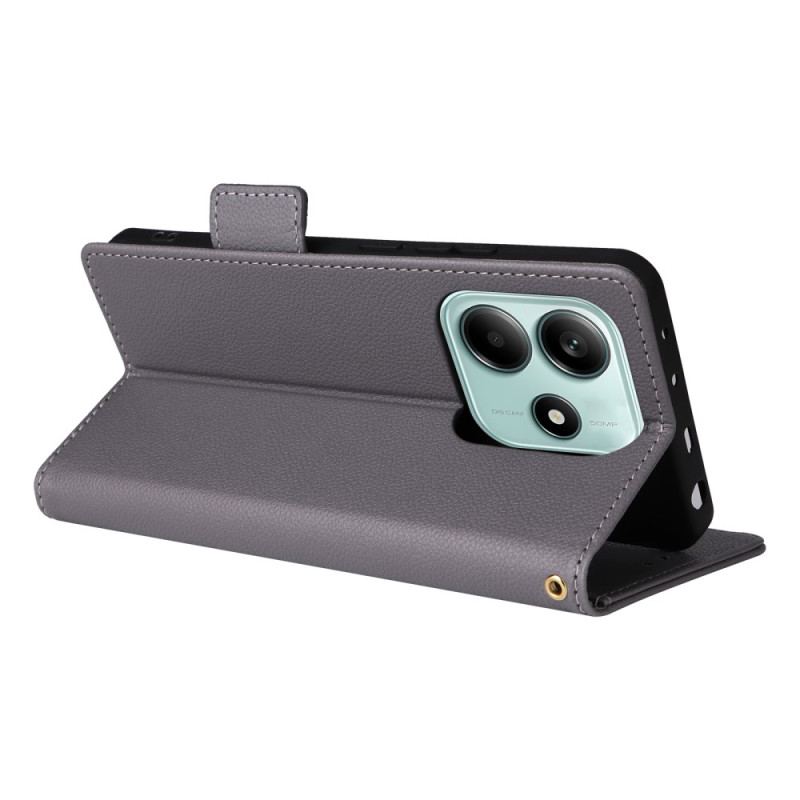 Housse Xiaomi Redmi Note 14 Texture Litchi à Lanière