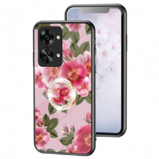 Coque OnePlus Nord 2T 5G Verre Trempé Fleurs Anneau Diamants